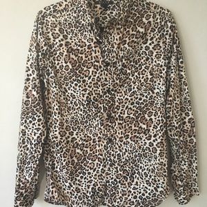 Forever 21 Men leopard print long sleeve button up